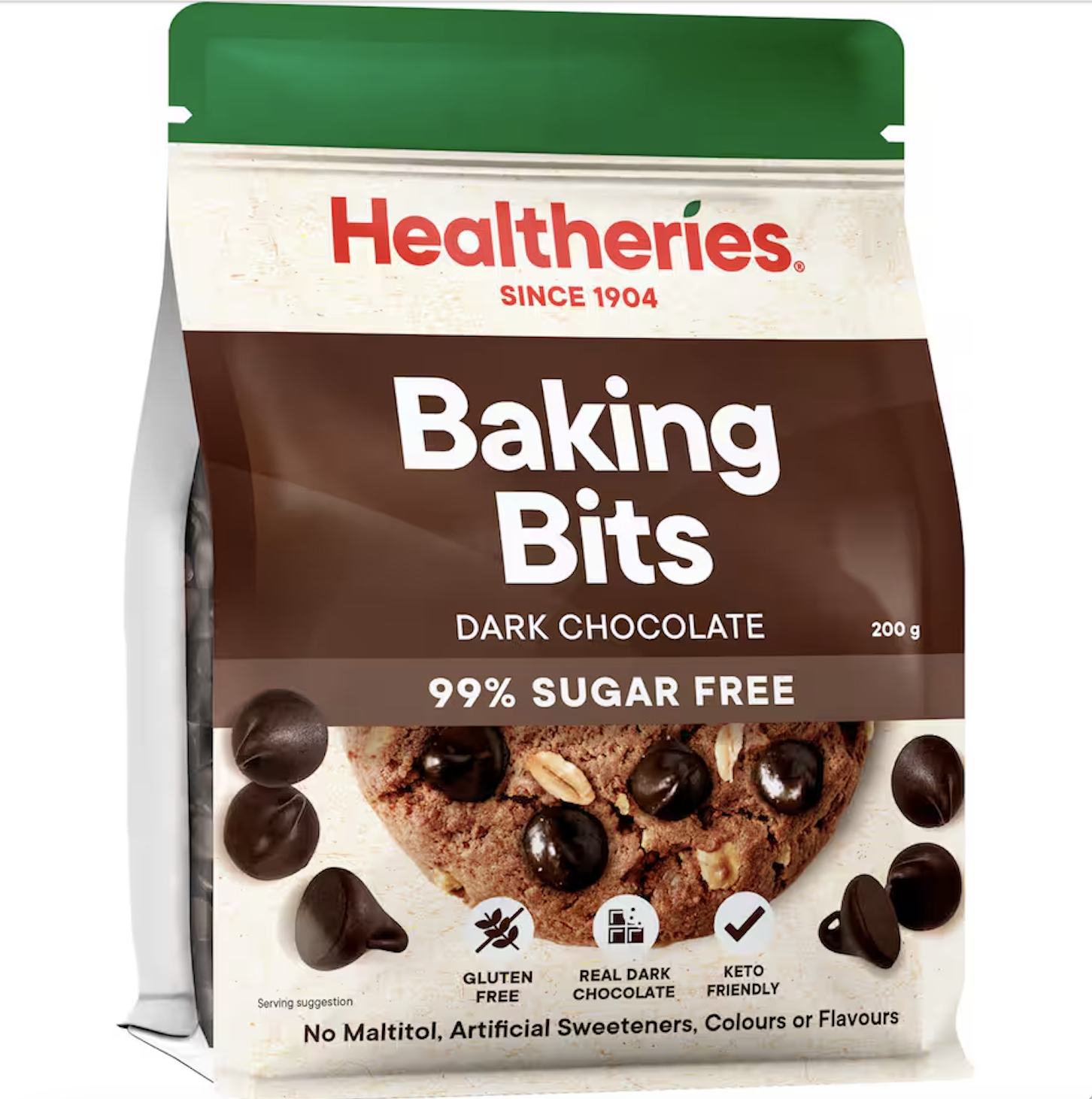 [BEST SELLER - PHẢI THỬ] HẠT SOCOLA CHIP NƯỚNG BÁNH Healtheries Chocolate Baking Bits, 99% KHÔNG ĐƯỜNG Sugar Free, New Zealand since 1904, 200g