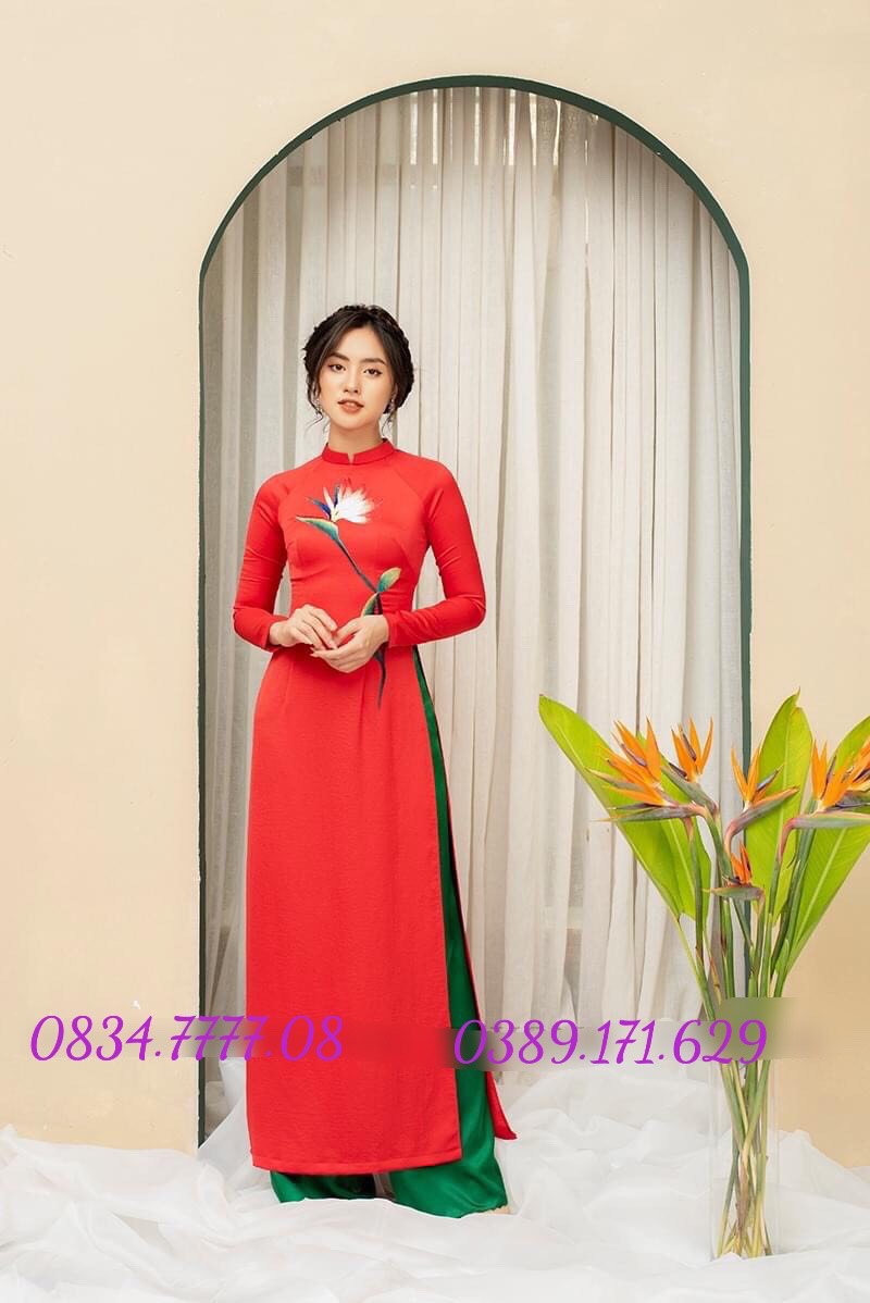 Áo dài truyền thống lụa tây thi cao cấp thêu tay hoa siêu đẹp sang chảnh