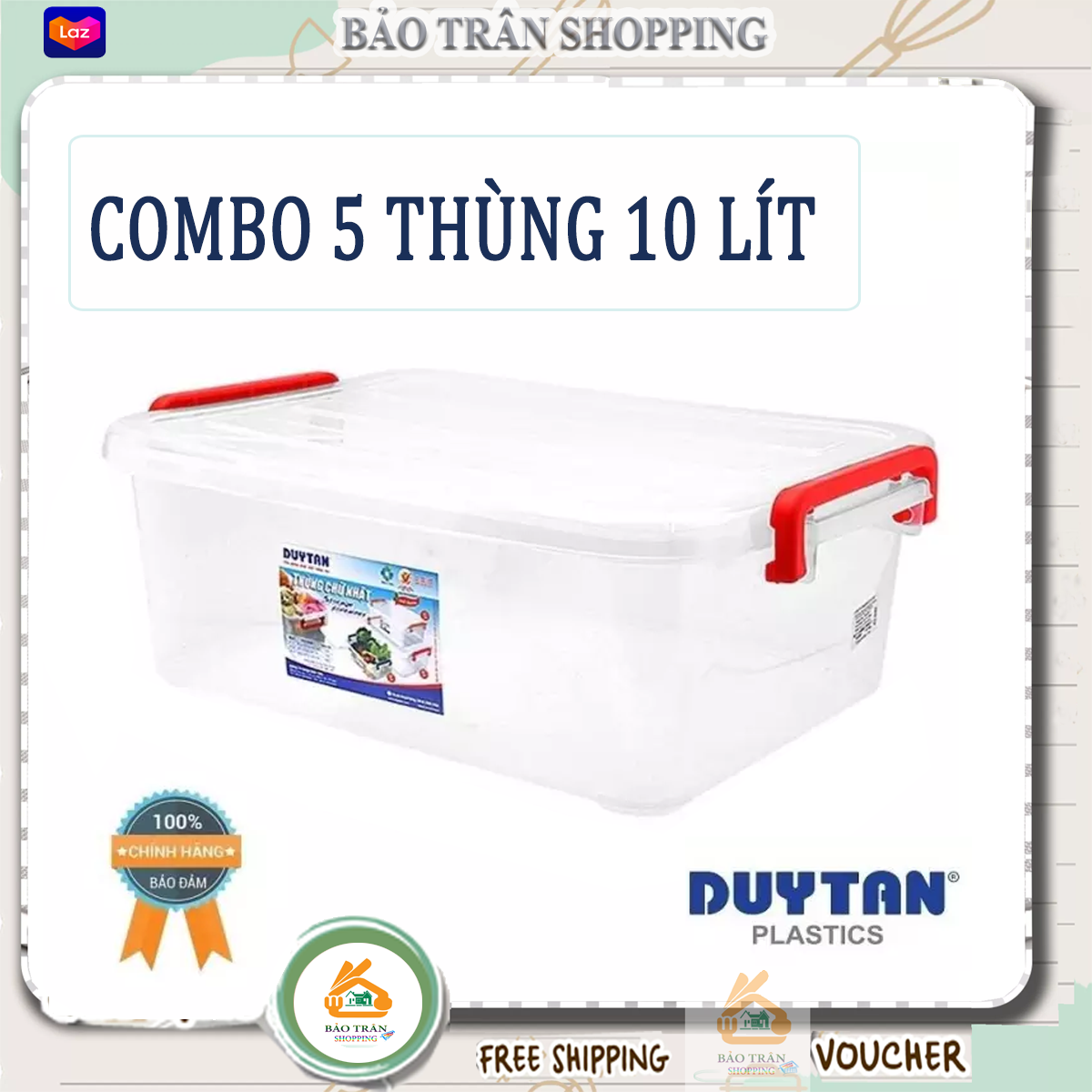 [COMBO 5 THÙNG _PL] Thùng nhựa đựng thực phẩm 10L , đồ đa năng có nắp gài đậy kín chắc chắn bảo quản thực phẩm đựng đồ thoải mái cao cấp