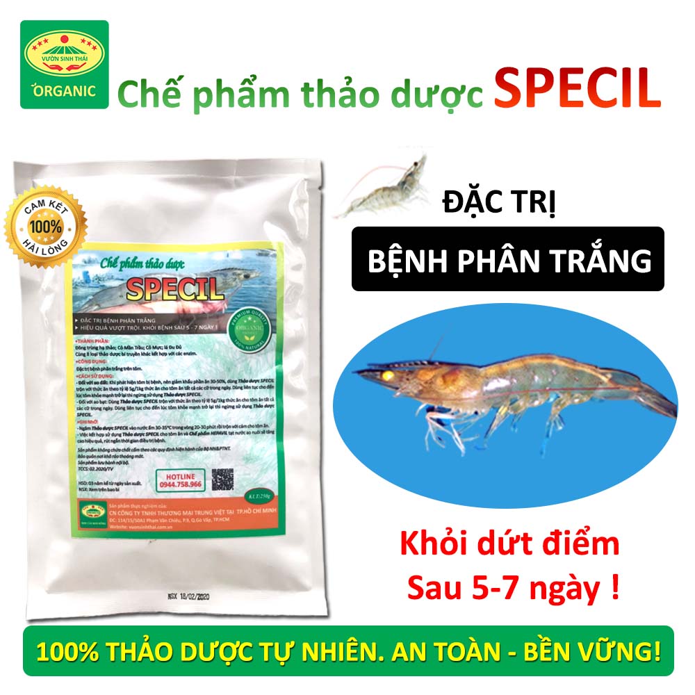 Chế phẩm sinh học Thảo Dược chuyên dùng bệnh Phân Trắng trên Tôm - Cam kết khỏi dứt điểm sau 5-7 ngày - Chiết xuất 100% từ Thiên Nhiên - Nuôi tôm bền vững không cần Kháng Sinh