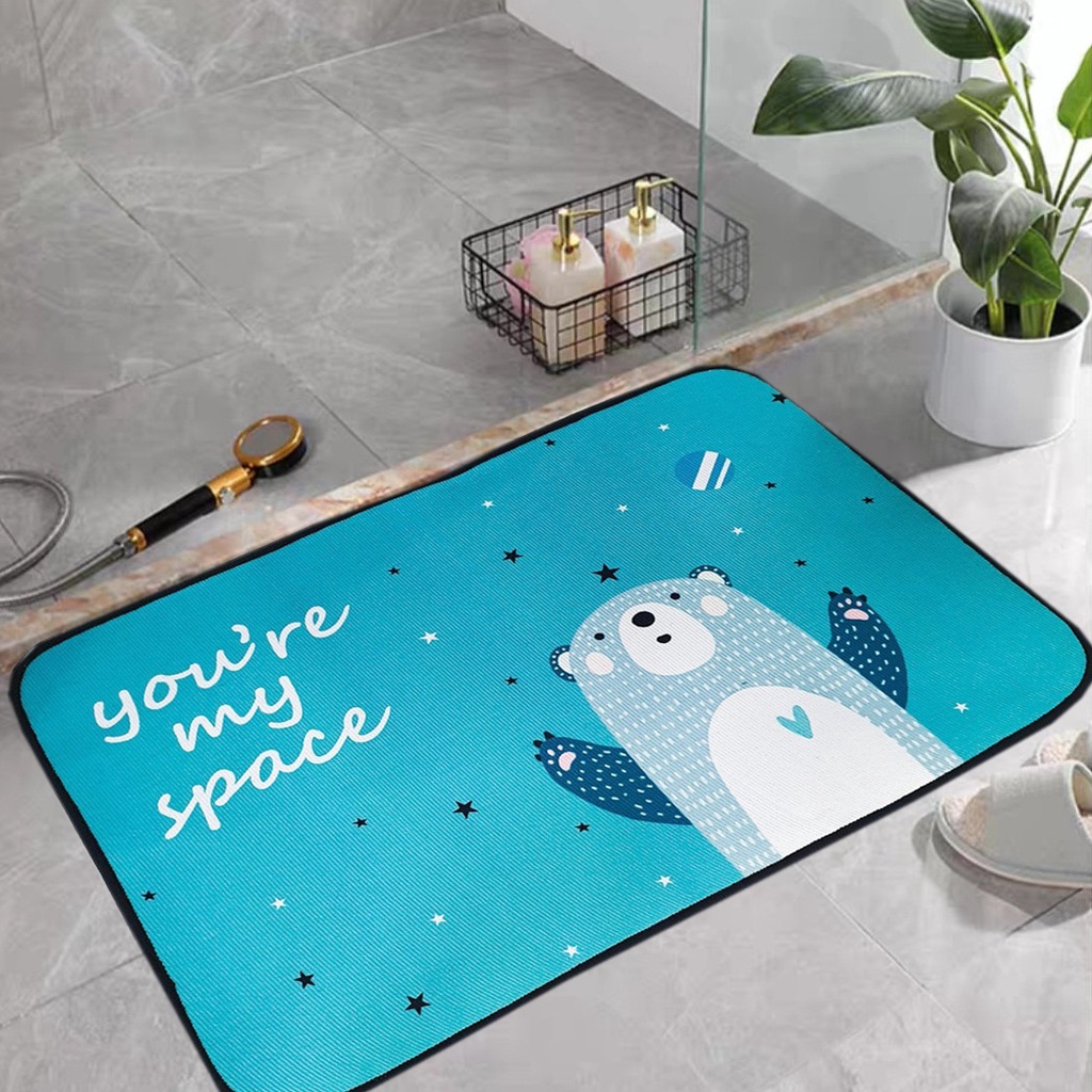 Thảm lau chân, thảm chùi chân nhà tắm hút nước, chống trơn trượt kích thước 60x40cm dễ giặt sạch đa họa tiết và tiện lợi