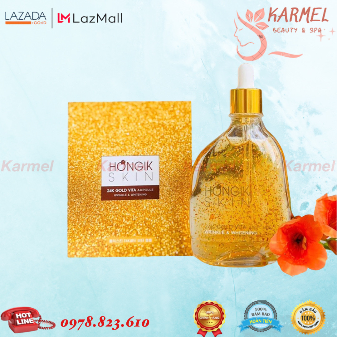 Tinh chất vàng non hongik skin 24k gold vita ampoule wrinkle 100ml - karmel chính hãng