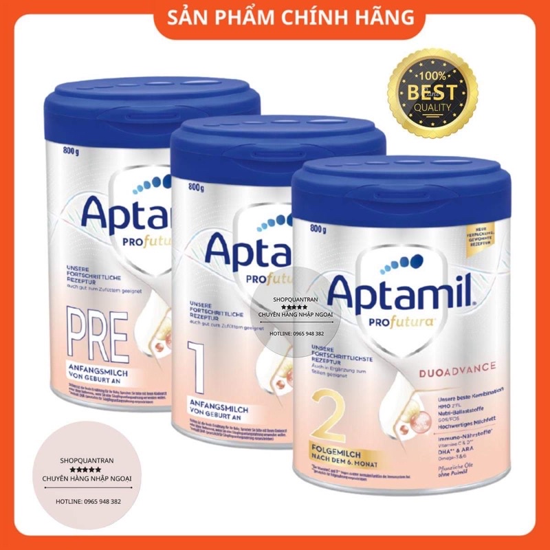 Sữa aptamil profutura bạc số 1, số 2, pre loại 800g aptamil đức hàng nội địa đi air