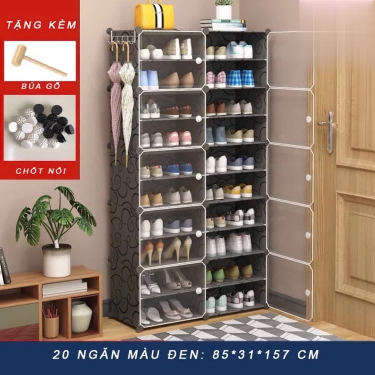 (MẪU MỚI )TỦ GIÀY GHÉP THÔNG MINH 4 - 20  Ô CÓ CHIA Ô (TÙY CHON THEO MẪU)