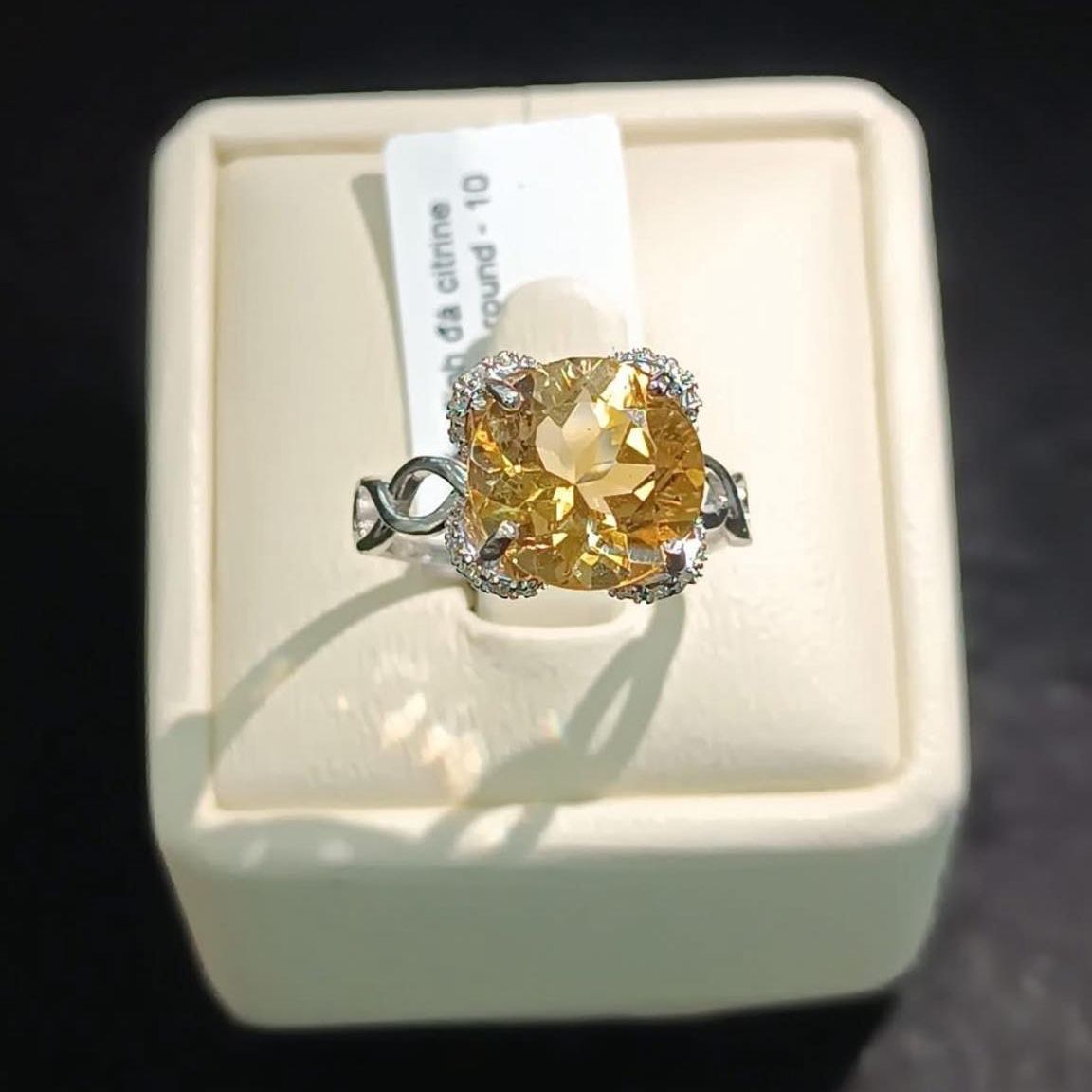 Nhẫn đính đá Citrine thiên nhiên Round Free Size (N0655) -  MOON Jewelry