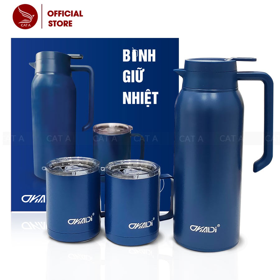Bình giữ nhiệt inox316 okadi kèm cốc uống - an toàn, giữ nhiệt tốt, chống ăn mòn cao - dung tích 1.4l !