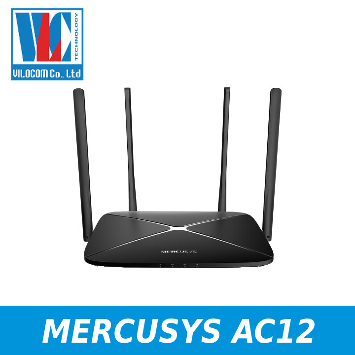 Bộ Phát Wifi Router băng tần kép không dây AC1200 Mercusys AC12