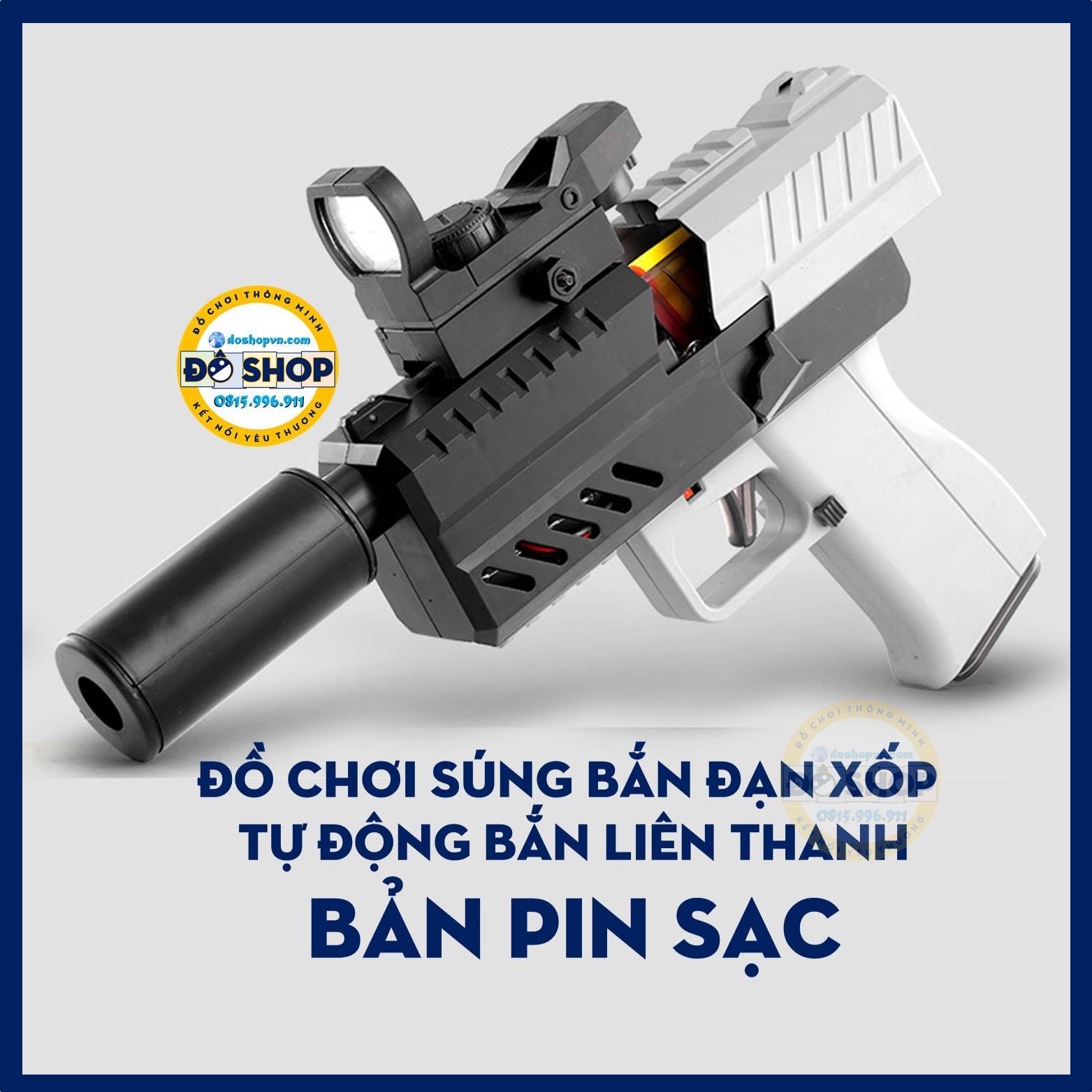 Đồ chơi trẻ em nhựa abs pin sạc 7.4v kèm 20 que xốp ne-8 - đô shop