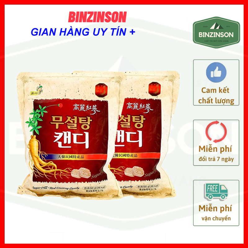 kẹo Sâm Không Đường trắng Hàn Quốc [ COMBO 2 BỊCH LỚN ]  - BINZINSON