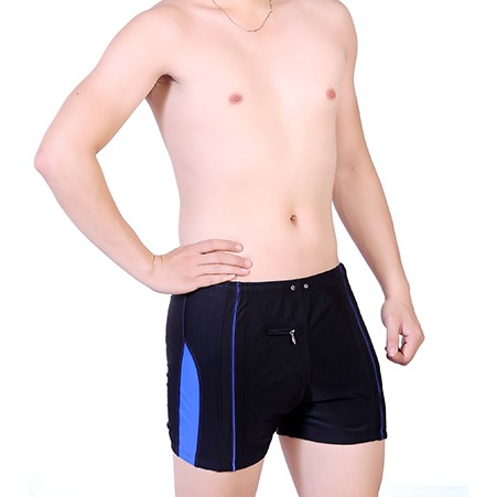 Quần bơi nam 056 có túi đen phối xanh bích