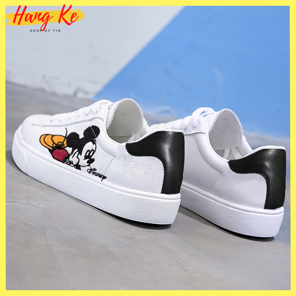 Giày nữ thể thao thêu chuột MK - HKMK01, chất liệu da mềm thoáng khí, đế cao su êm cao 2,5 cm, phù hợp đi làm đi chơi đi học - miumiu
