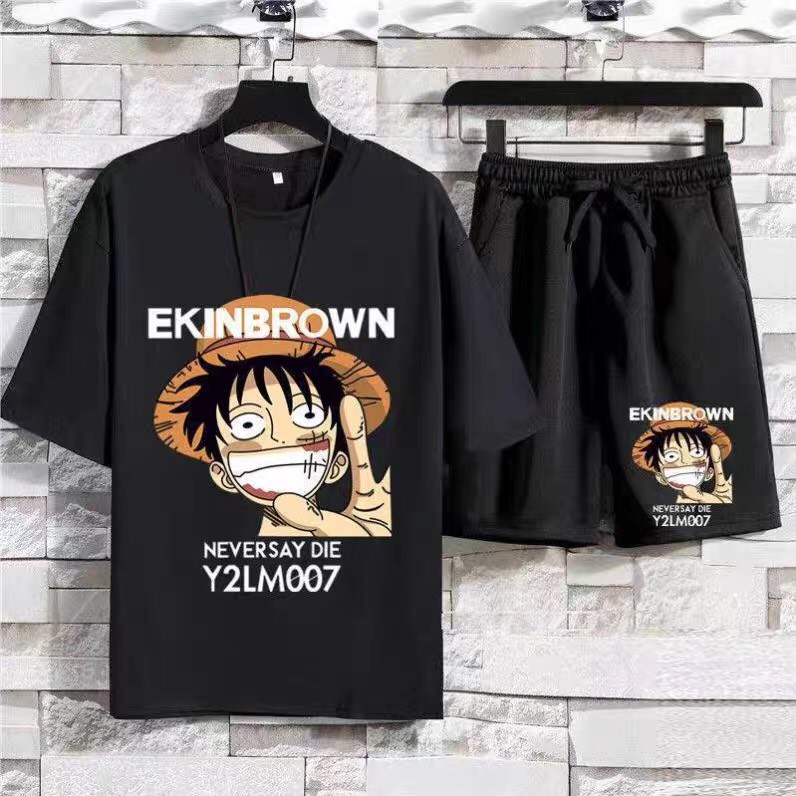 [ Mẫu Mới 2023 ] Bộ Quần Áo Thun Nam Áo Ngắn Tay Cổ Tròn Họa Tiết Luffy Chú Bé Nón Rơm Hot Trend 2023 Phong Cách Trẻ Trung Cá Tính Năng Động Zenko MEN QA 156