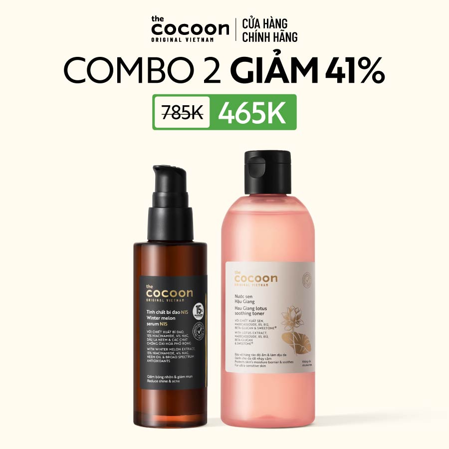 COMBO 1 Tinh chất Bí đao N15 70ml + 1 Bigsize Nước sen Hậu Giang Cocoon 310ml