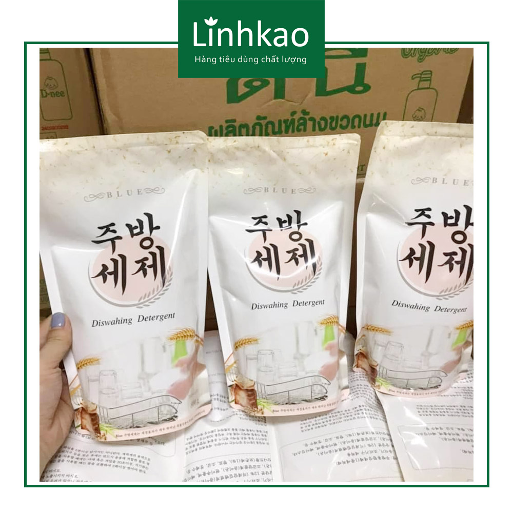 Combo 3 túi nước rửa chén tinh chất gạo BLUE Hàn Quốc 800ml