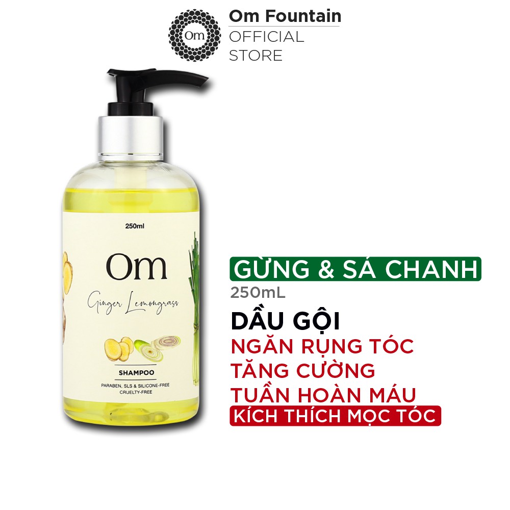 Dầu gội ngừa rụng gừng sẻ & sả chanh om fountain 250ml