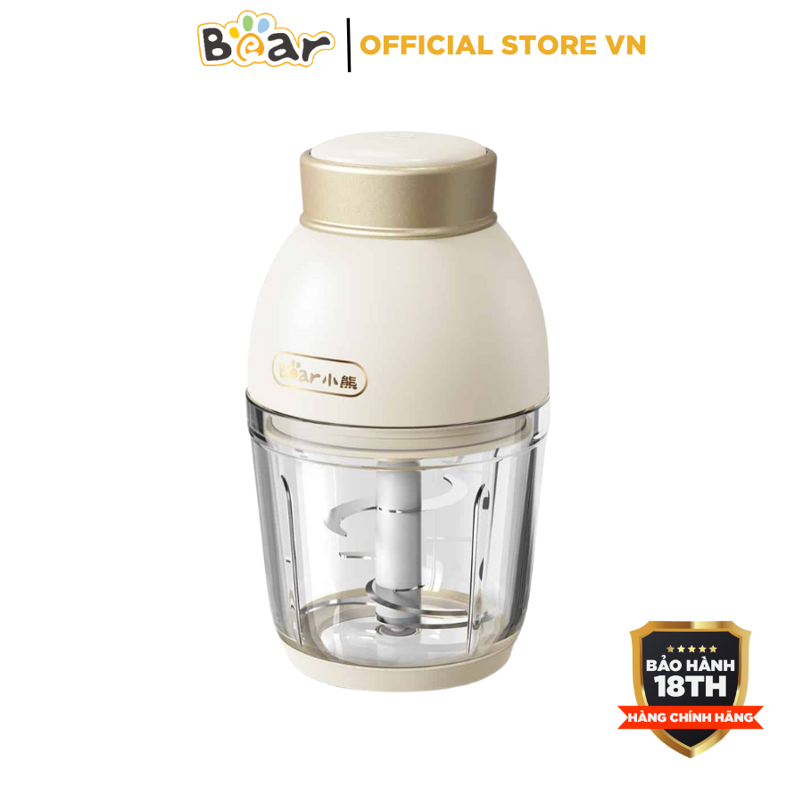 Máy xay ăn dặm 0.6L đa năng Bear-QSJ-D02Q1, Công suất 200W, 6 lưỡi dao inox, Xay thịt, cua, tôm, rau củ, sinh tố, Bảo hành 18 Tháng