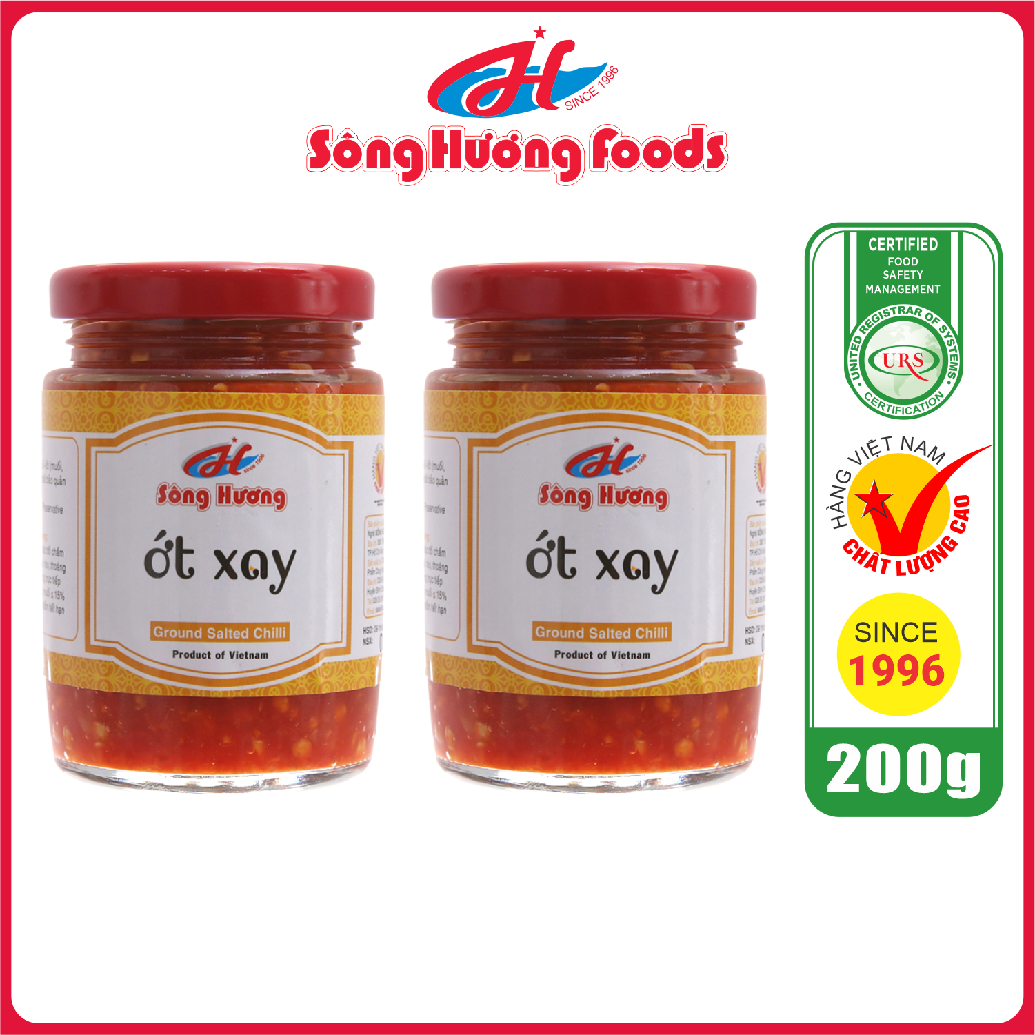 2 Hũ Ớt Tươi Xay Sông Hương Foods Hũ 200g - Ăn kèm , bún , phở , mì tôm , thịt nướng , tốt tiêu hóa, cay tự nhiên