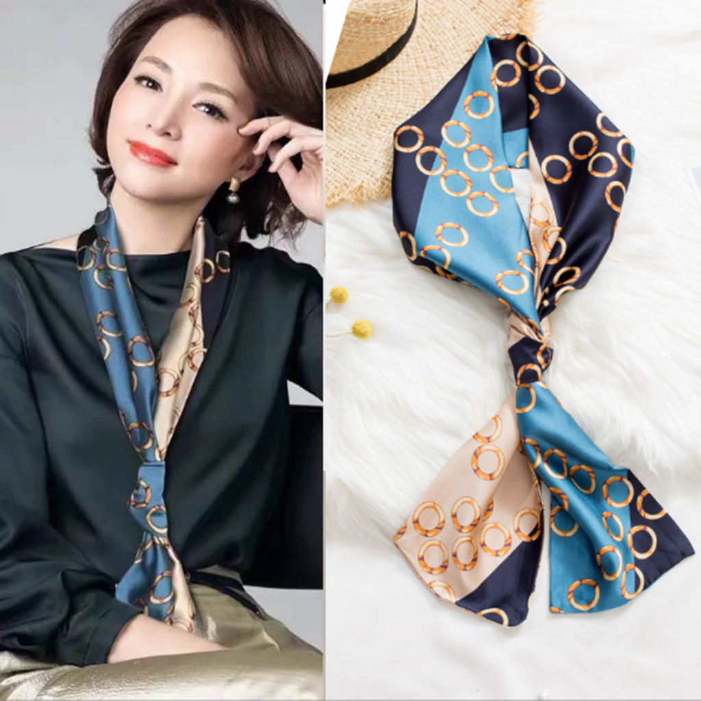 Khăn lụa double care - khăn quàng cổ và trang trí túi xách 15x145cm