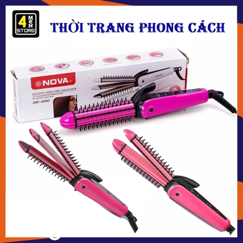 Máy làm tóc đa năng 3in1 - máy tạo kiểu tóc, uốn xoăn, bấm xù 3in1 - máy làm xoăn tóc, uốn tóc, duỗi tóc đa năng đơn giản tại nhà