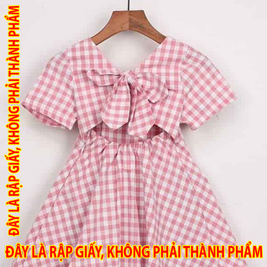 Rập giấy dc036 - đầm hở lưng thắt nơ
