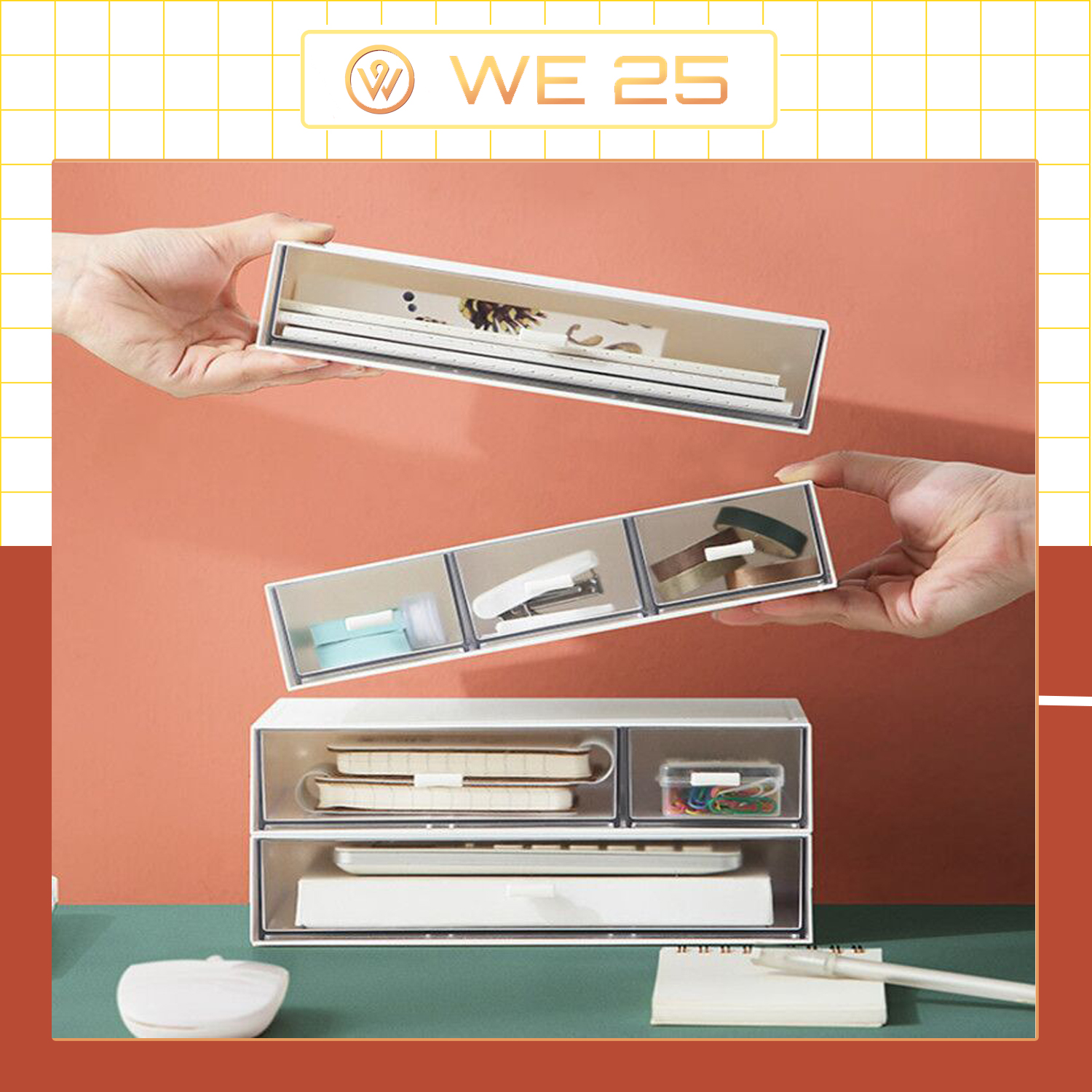 Kệ mỹ phẩm để bàn trong suốt đa năng 2 / 3 ngăn 💝 Kệ đựng đồ mini nhiều ngăn để bàn có thể xếp chồng lên nhau