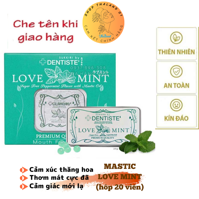 Kẹo phòng the DENTISTE MASTIC LOVE MINT Thái Lan cao cấp hương bạc hà tăng