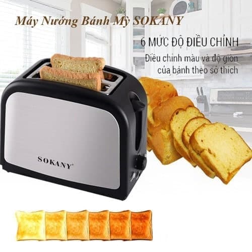Máy nướng bánh mỳ,lò nướng bánh, làm bánh mỳ 800W SOKANY xám đen [ BẢO HÀNH 12 THÁNG - 1 ĐỔI 1 TRONG 7 NGÀY ĐẦU ]