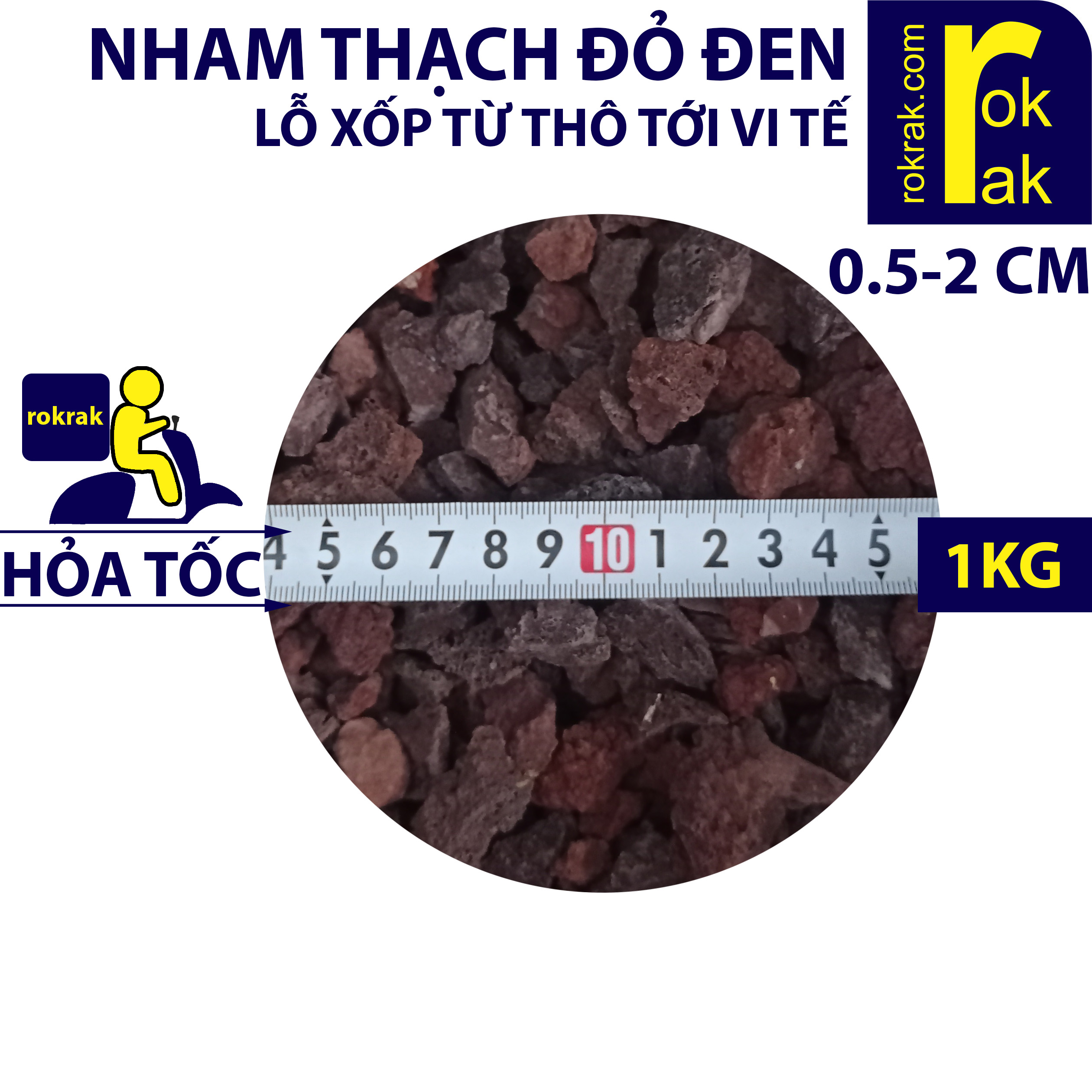 Nham thạch đỏ ĐEN size NHỎ 0.5-1.5-2cm gói 1Kg Lọc hồ cá rải nền bể thủy sinh