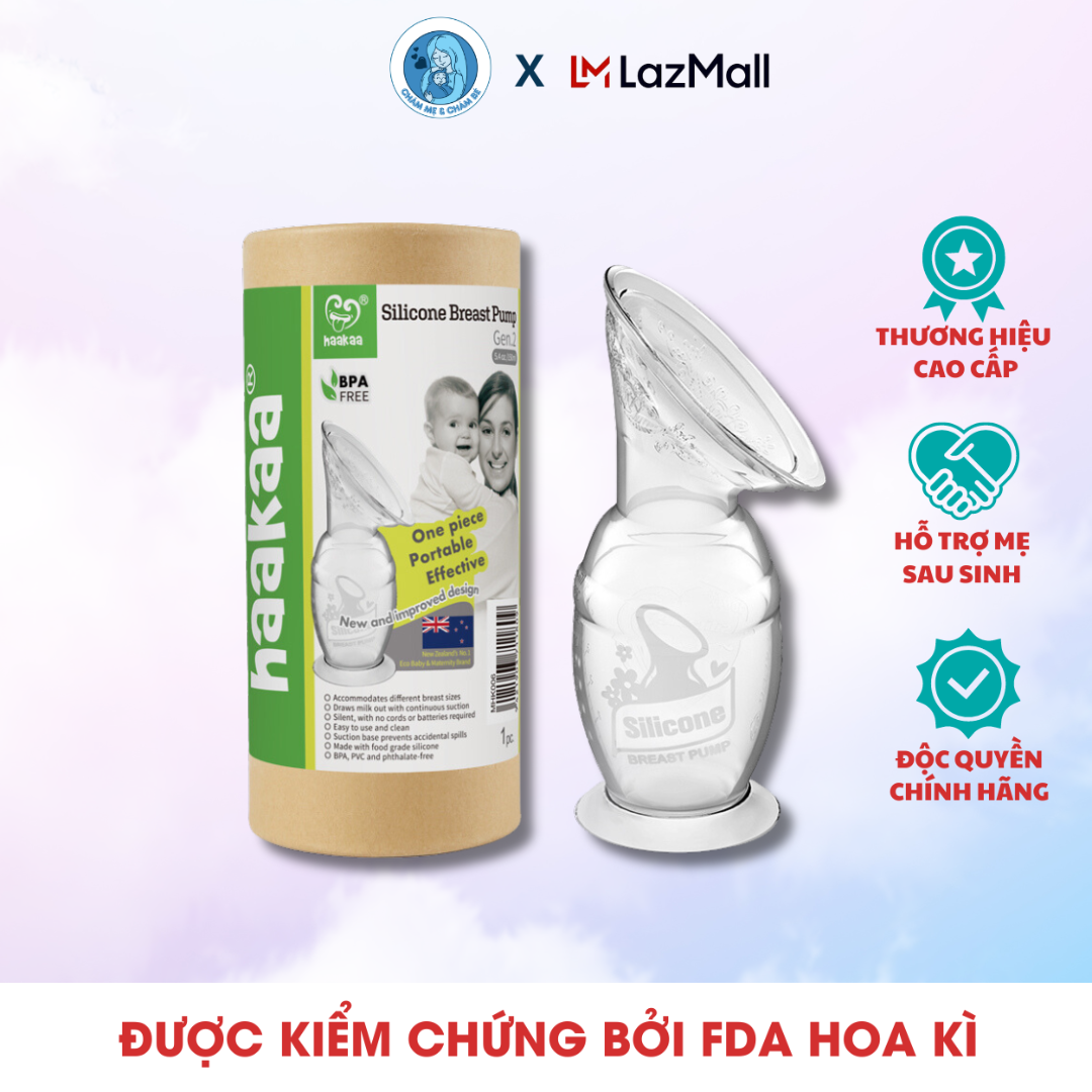 Cốc hứng sữa Gen.2 Haakaa. Chất liệu silicone cao cấp, an toàn. Không chứa BPA, PVC và phthalate. Dung tích 100/150ml, chưa bao gồm phụ kiện