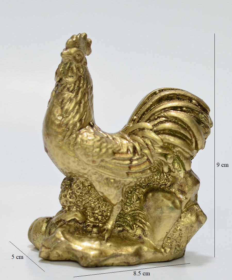 Tượng đá trang trí gà nhỏ màu đồng