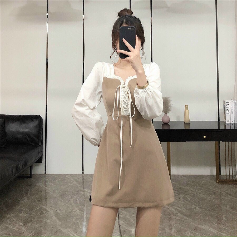 Đầm nữ tay dài mẫu mới đi chơi xinh xắn
