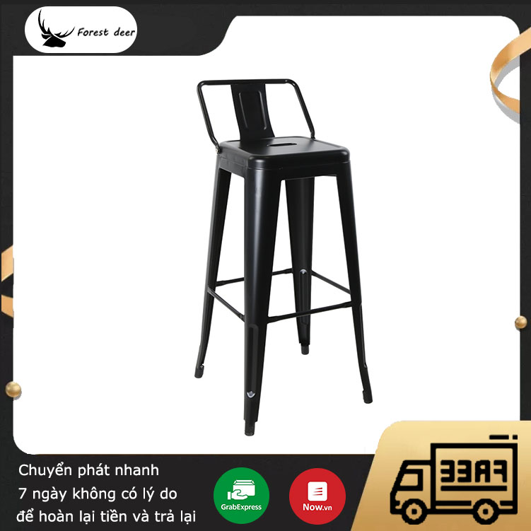 Ghế bar Tolix chân cao có tựa nhập khấu,Ghế Sắt Sơn Tỉnh Điện Có Lưng Tựa