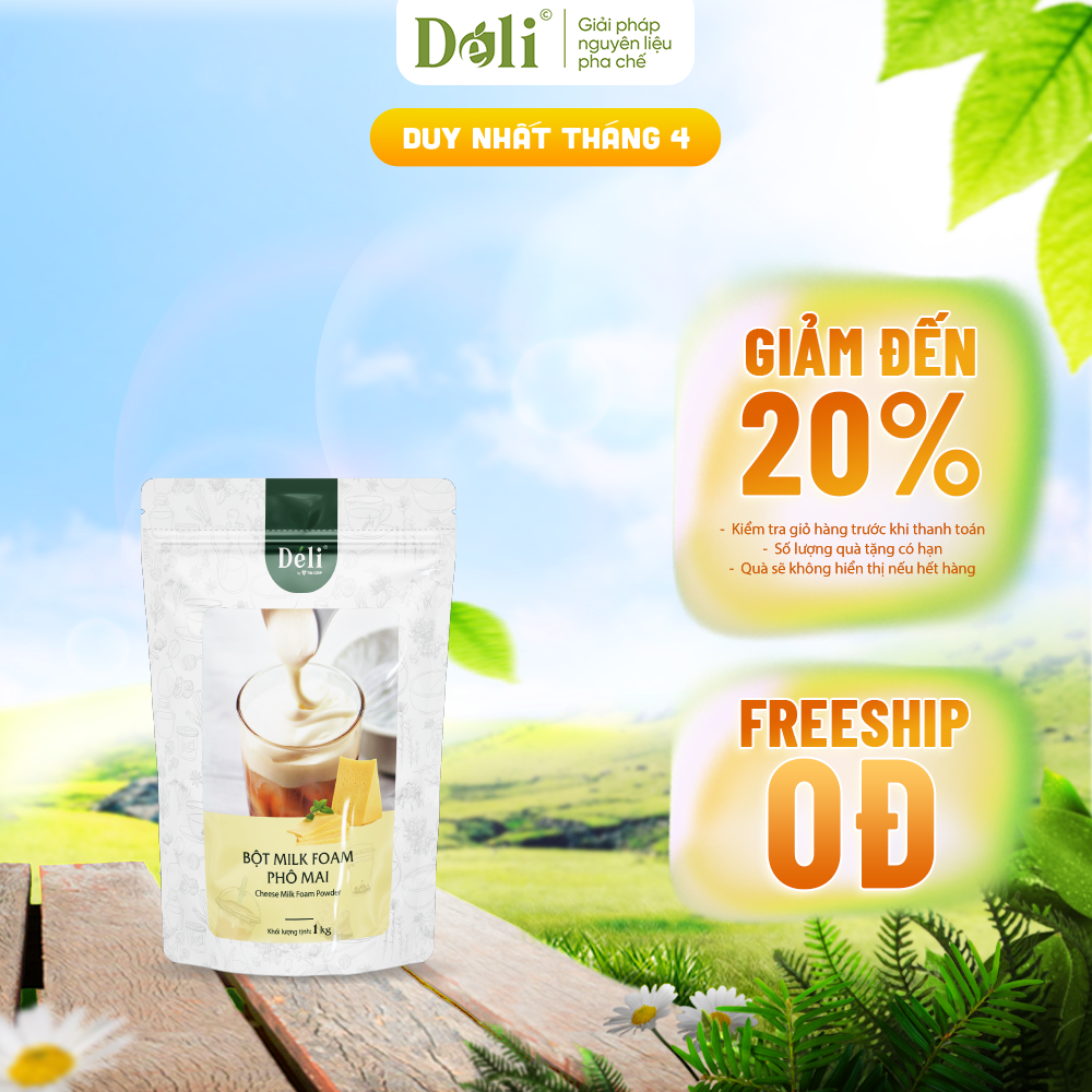 Bột milk foam phô mai Déli - 1kg - vị phô mai, dày foam, chống tách lớp
