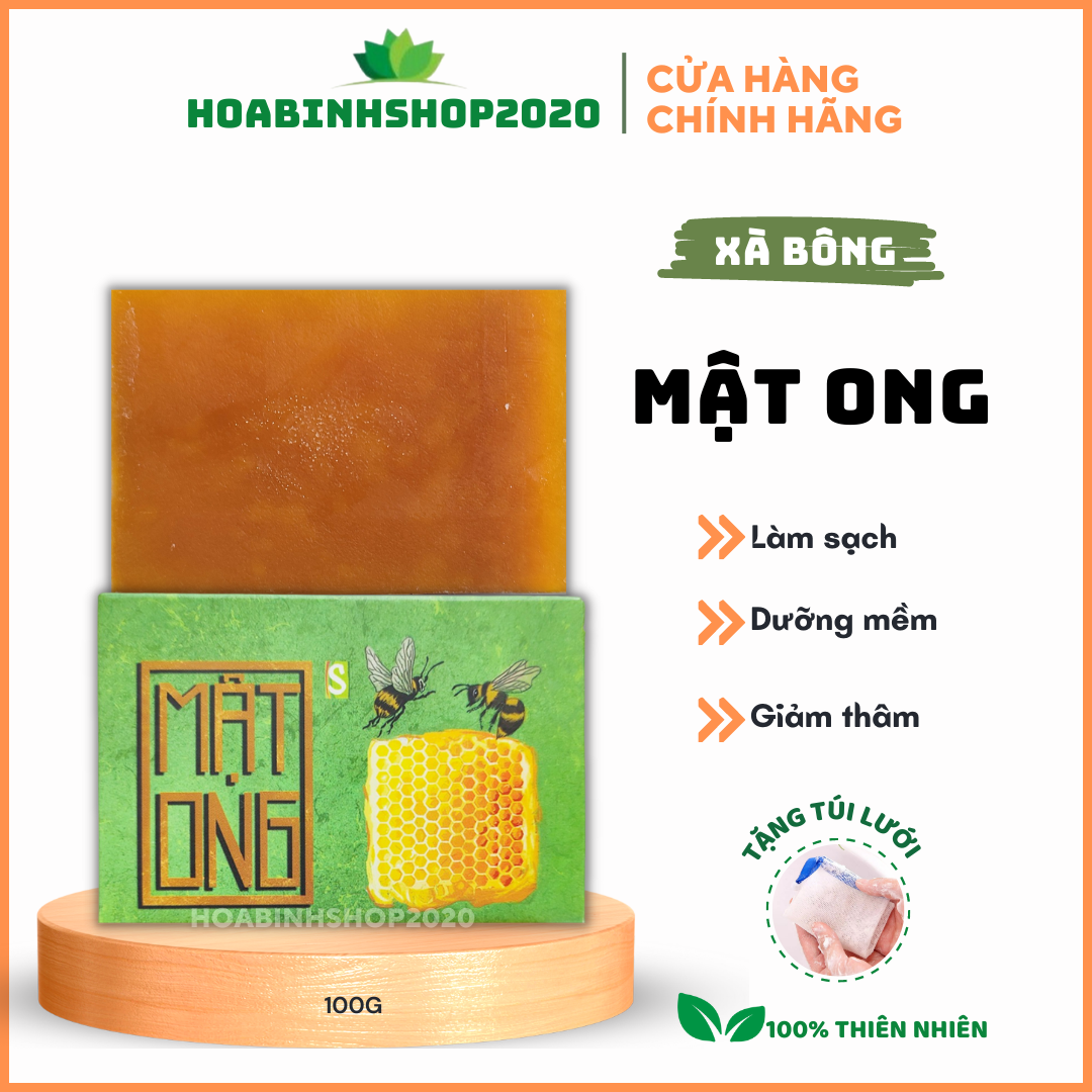 Xà Phòng Thảo Dược Mật Ong Nghệ HTX Sinh Dược, xà bông mật ong thảo dược thiên nhiên- 100g
