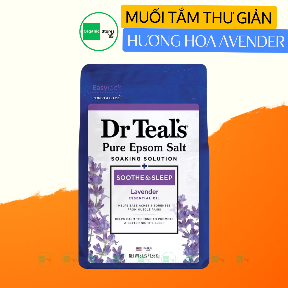 Muối tắm thư giãn hương hoa Lavender 1.36kg - Dr Teal's