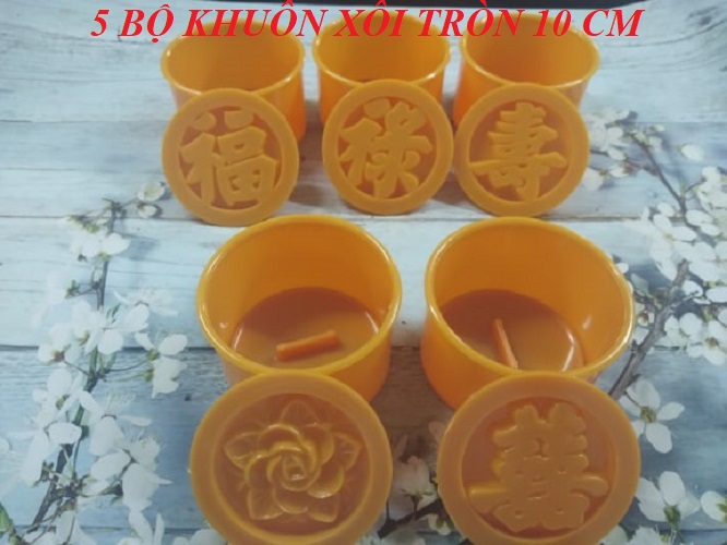 Combo 5 bộ khuôn xôi tròn 10 cm phước lộc thọ hồng hỷ
