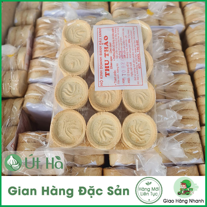 Bánh Đậu Xanh Tròn Quảng Ngãi Bịch 24 Cái Nguyên Liệu Tự Nhiên Truyền Thống Giữ Nguyên Hương Vị - Út Hà Đặc Sản