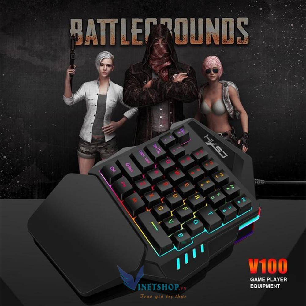 Bàn phím bán cơ một tay hxsj v100 có 35 phím chơi game pubg mobile rules of survival free fire trên điện thoại máy tính bảng laptop và pc bảo hành 3 tháng