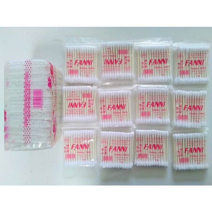 1bịch-12 gói tăm bông ngoáy tai fanni
