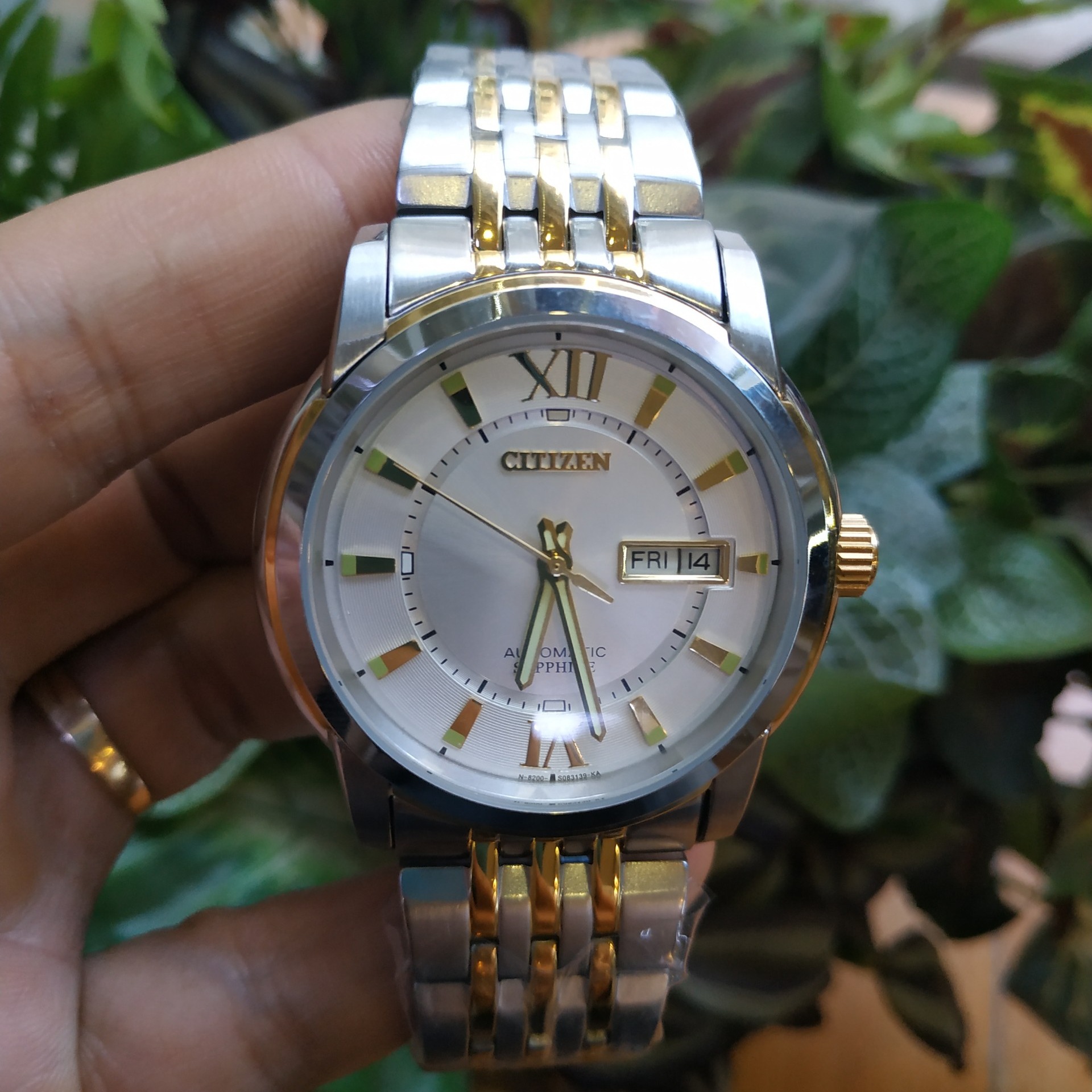 {ĐỒNG HỒ PHỐ  MUA 1 TẶNG 1 } Đồng Hồ Nam Citizen Automatic Dây Demi kim Loại + Thẻ Bảo Hành