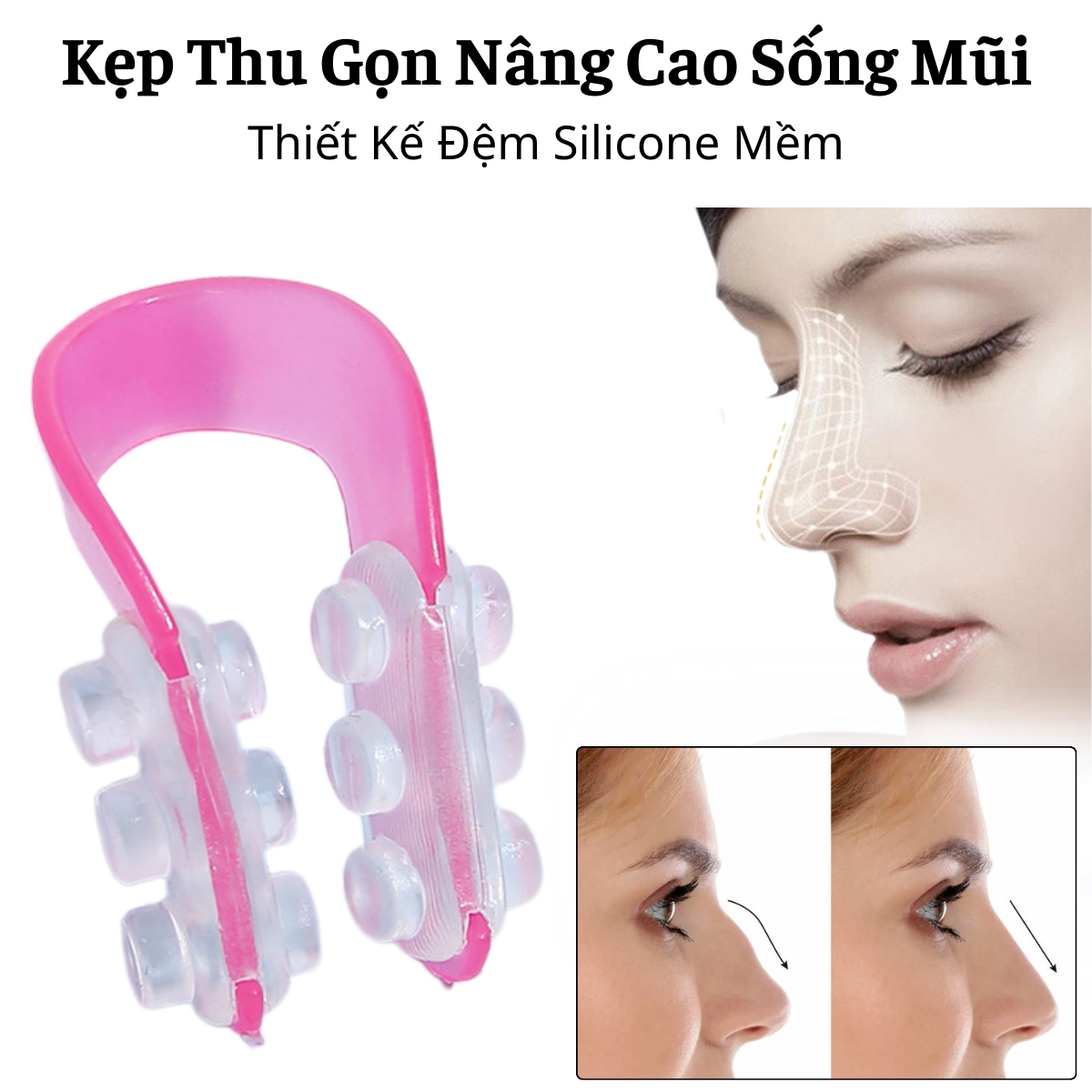 Kẹp Silicone Nâng Cao Sống Mũi Làm Thon Gọn 2 Bên Cánh Mũi Và Làm Mũi Thẳng đẹp