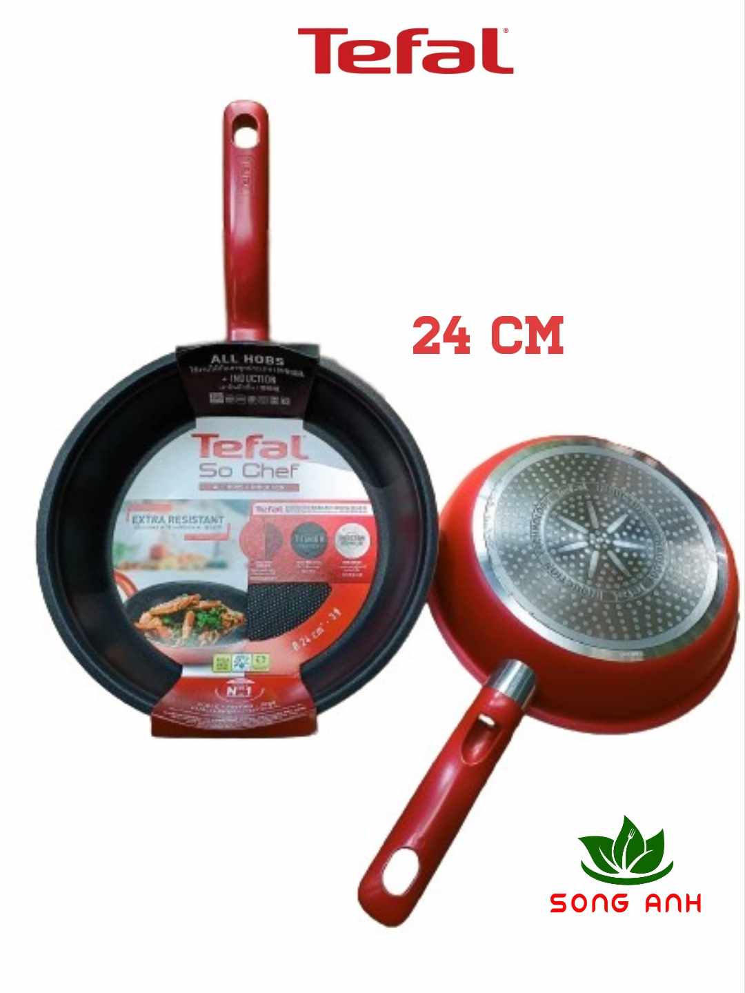 Tefal size 24cm chảo chiên (cạn) chống dính đáy từ So Chef G1350496 - Hàng chính hãng