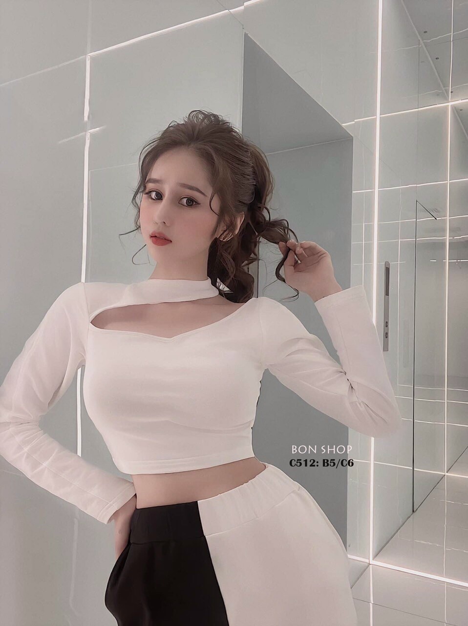 ÁO THUN KIỂU DÀI TAY CHOÀNG DÂY QUA CỔ,KHOÉT CỔ SEXY, KIỂU CROPTOP CỰC XINH VÀ CÁ TÍNH, CHẤT THUN BORIP DÀY MỊN TTSGR