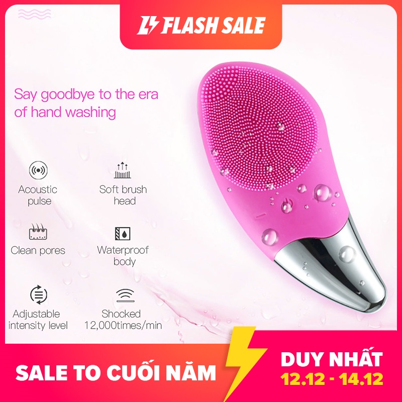 [HCM]Máy Rửa Mặt dài Máy massage SONIC CLEANSER rửa mặt cầm tay Silicon - Tẩy Tế Bào Chết-máy mát xa mặt ion máy rửa mặt và massage máy massage mặt máy massage mặt mini，Làm Sạch Sâu