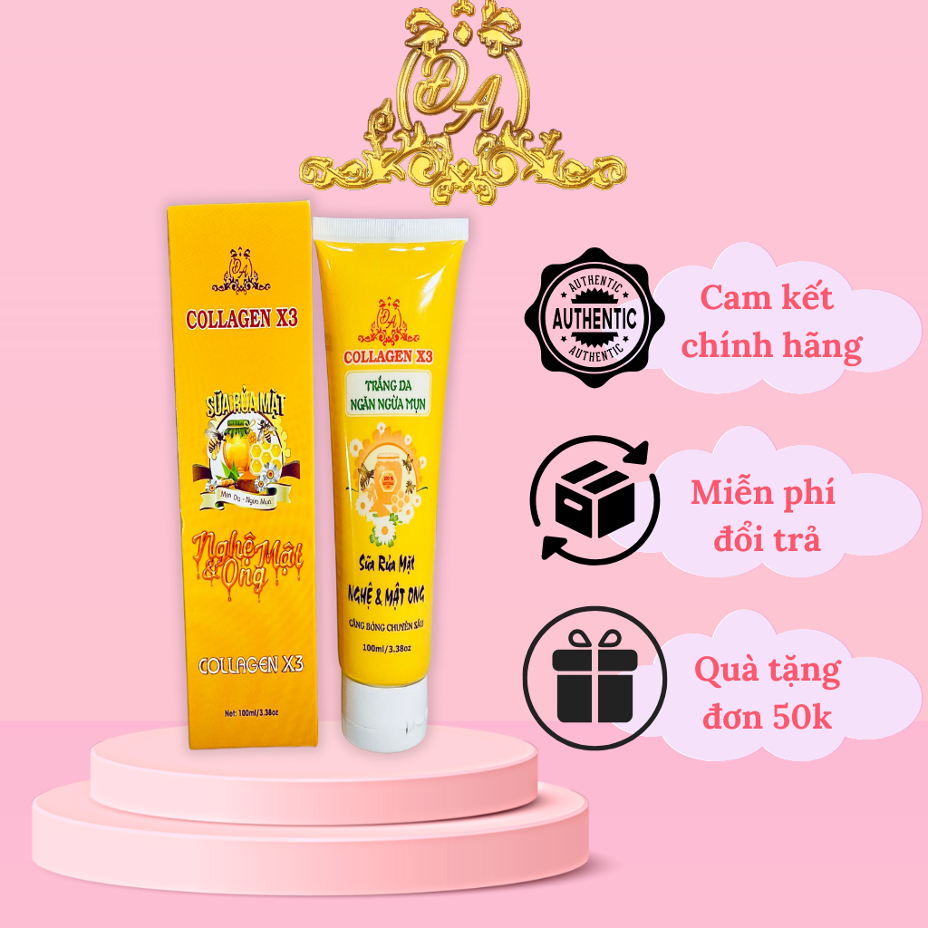 Sữa rửa mặt collagen x3 đông anh nghệ mật ong 100ml - sữa rửa mặt collagen x3 - sữa rửa mặt đông anh - sữa rửa mặt nghệ ngừa mụn collagen x3 - mỹ phẩm đông anh chính hãng -