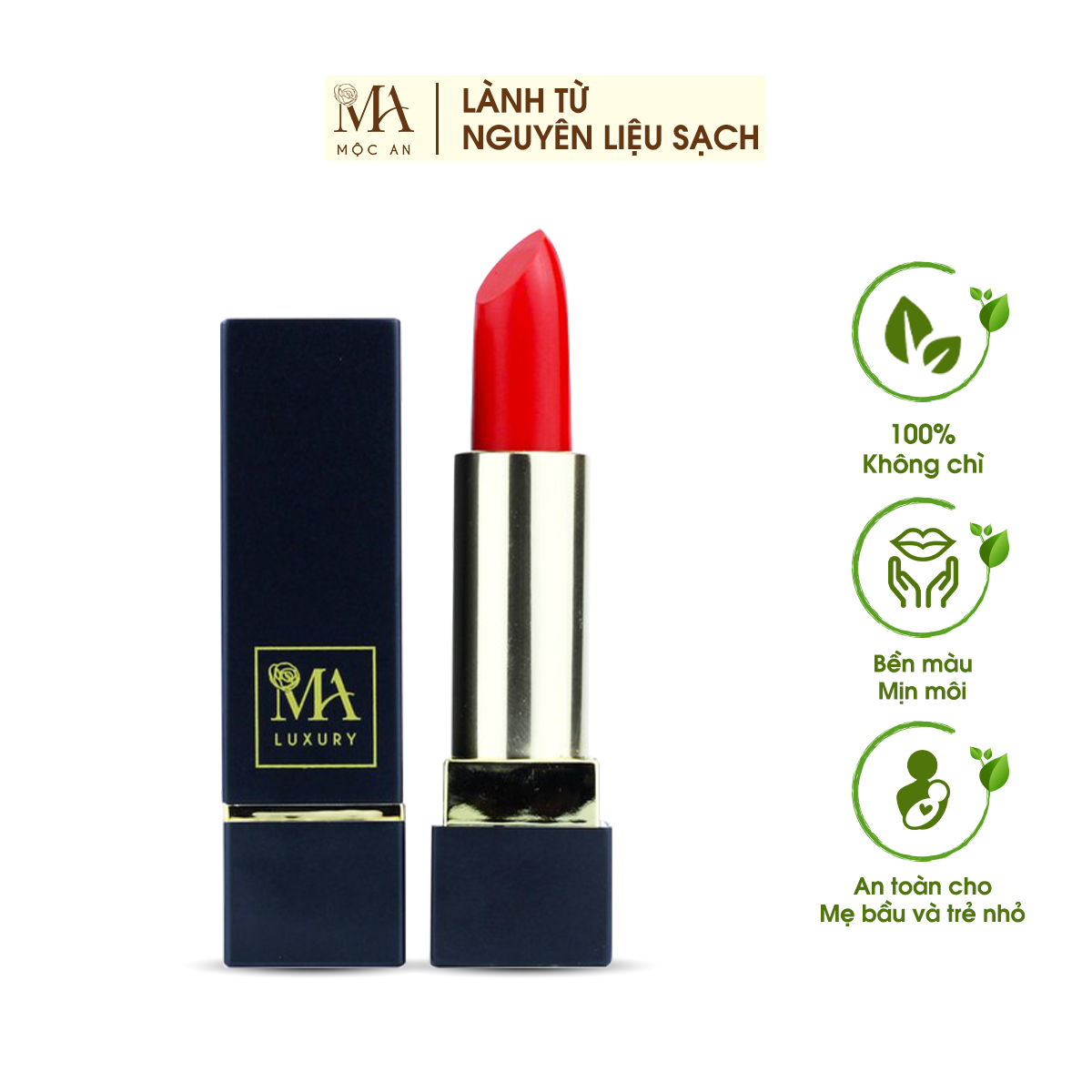 Son lì dưỡng nhẹ môi luxury mộc an không chứa chì giúp dưỡng hồng bền màu 4g