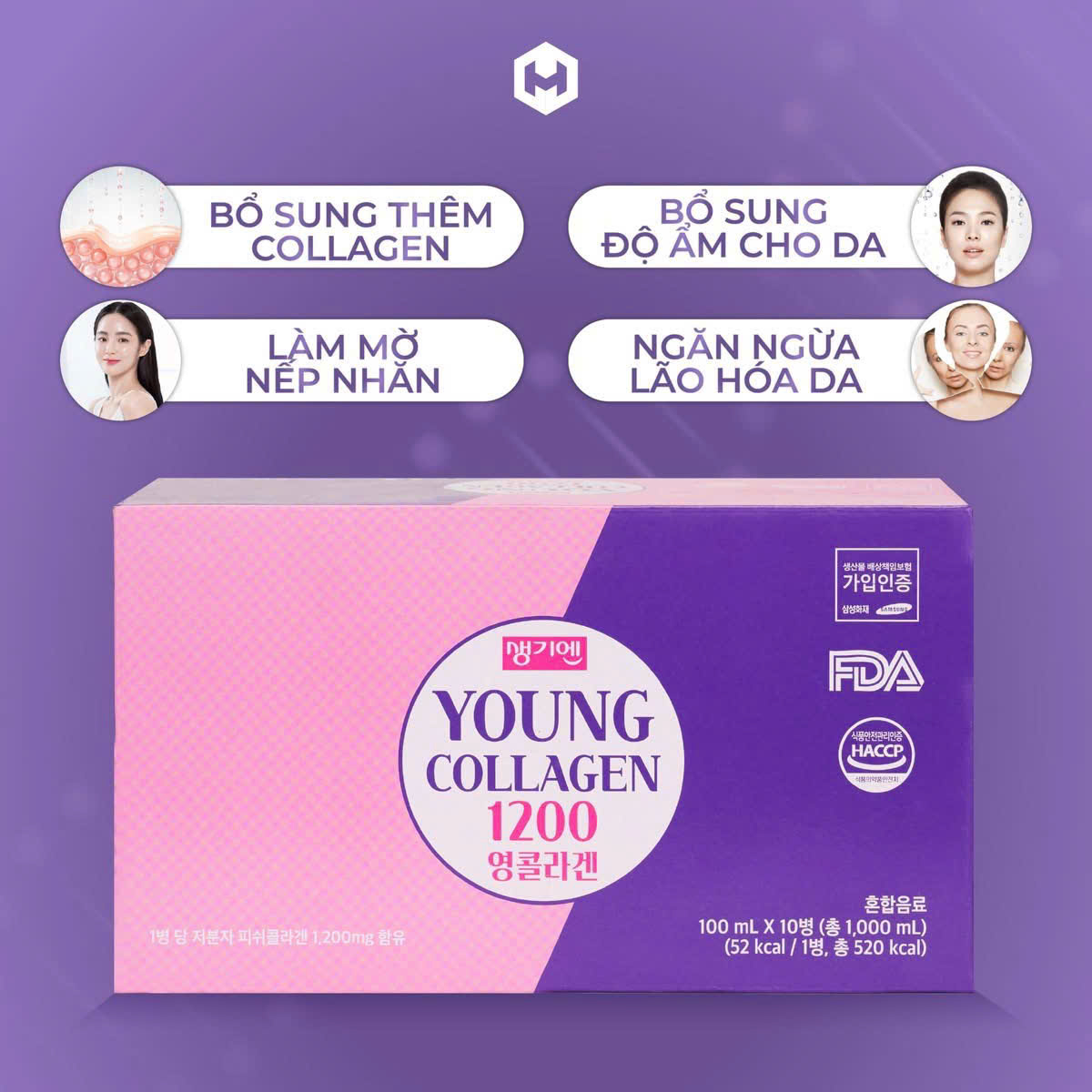[HCM] Combo 3 Hộp Collagen Young 1200mg Korea Giúp Làm Trắng Mịn Da, Ngừa Lão Hoá Cho Da Tươi Trẻ