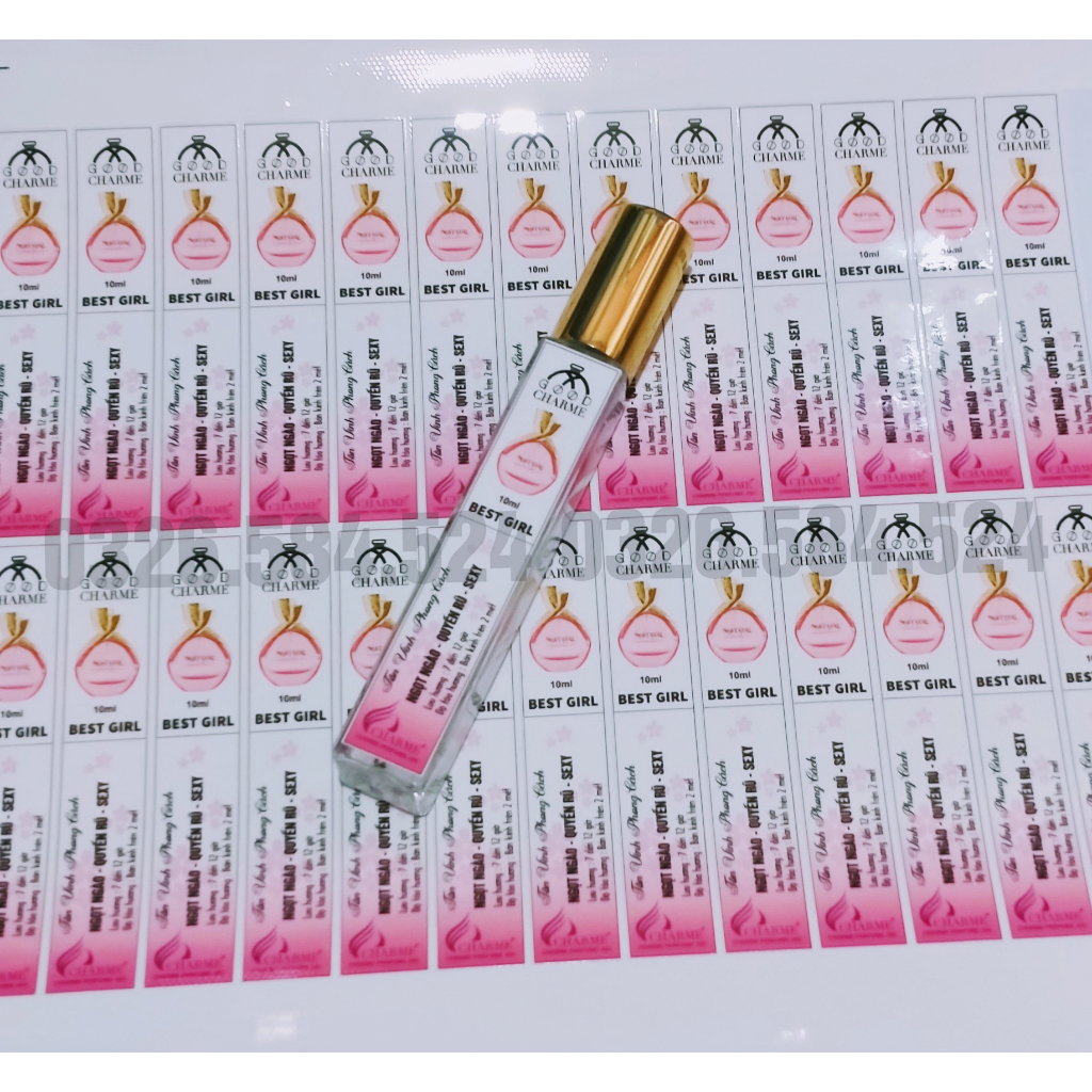 Tem nhãn nước hoa Good Charme 10ml cắt sẵn , chống nước, không phai màu