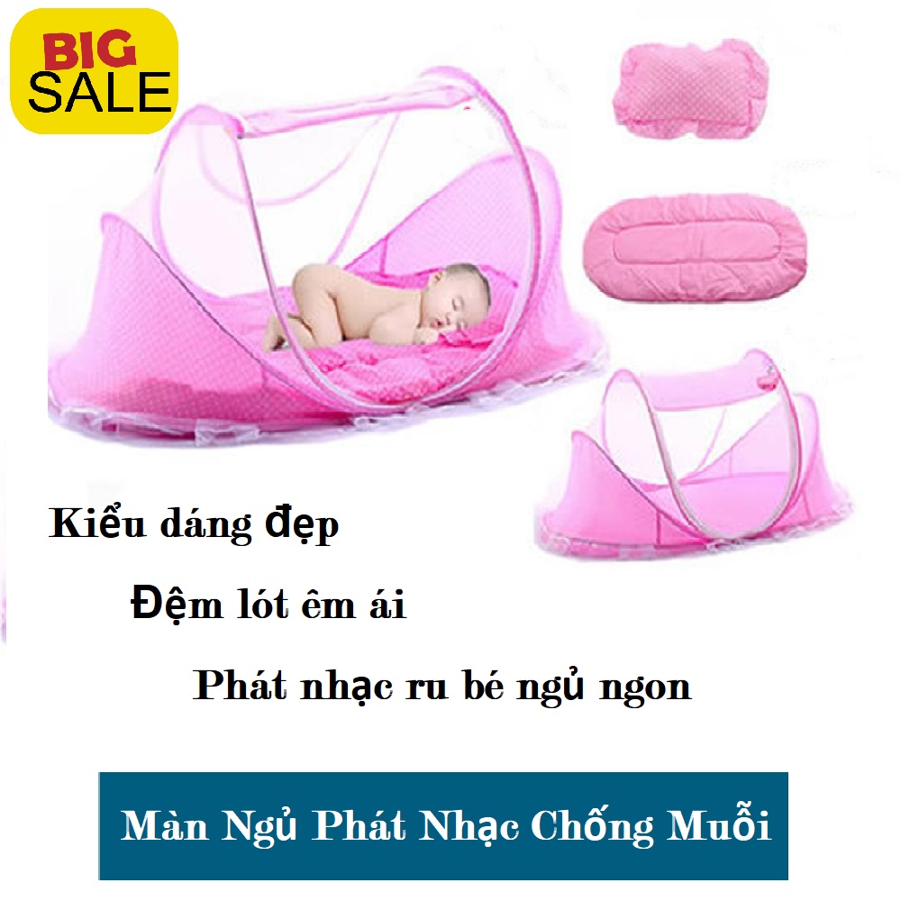 Nệm mùng chống muỗi có nhạc cho bé yêu(Hồng)