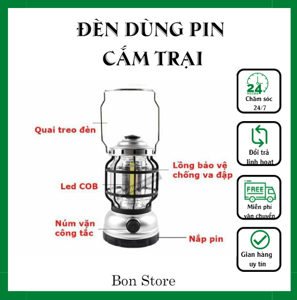 Đèn lồng cắm trại cổ điển ngoài trời/đèn cob cắm trại/đèn led cầm tay/thích hợp cắm trại, dã ngoại/bon store7788